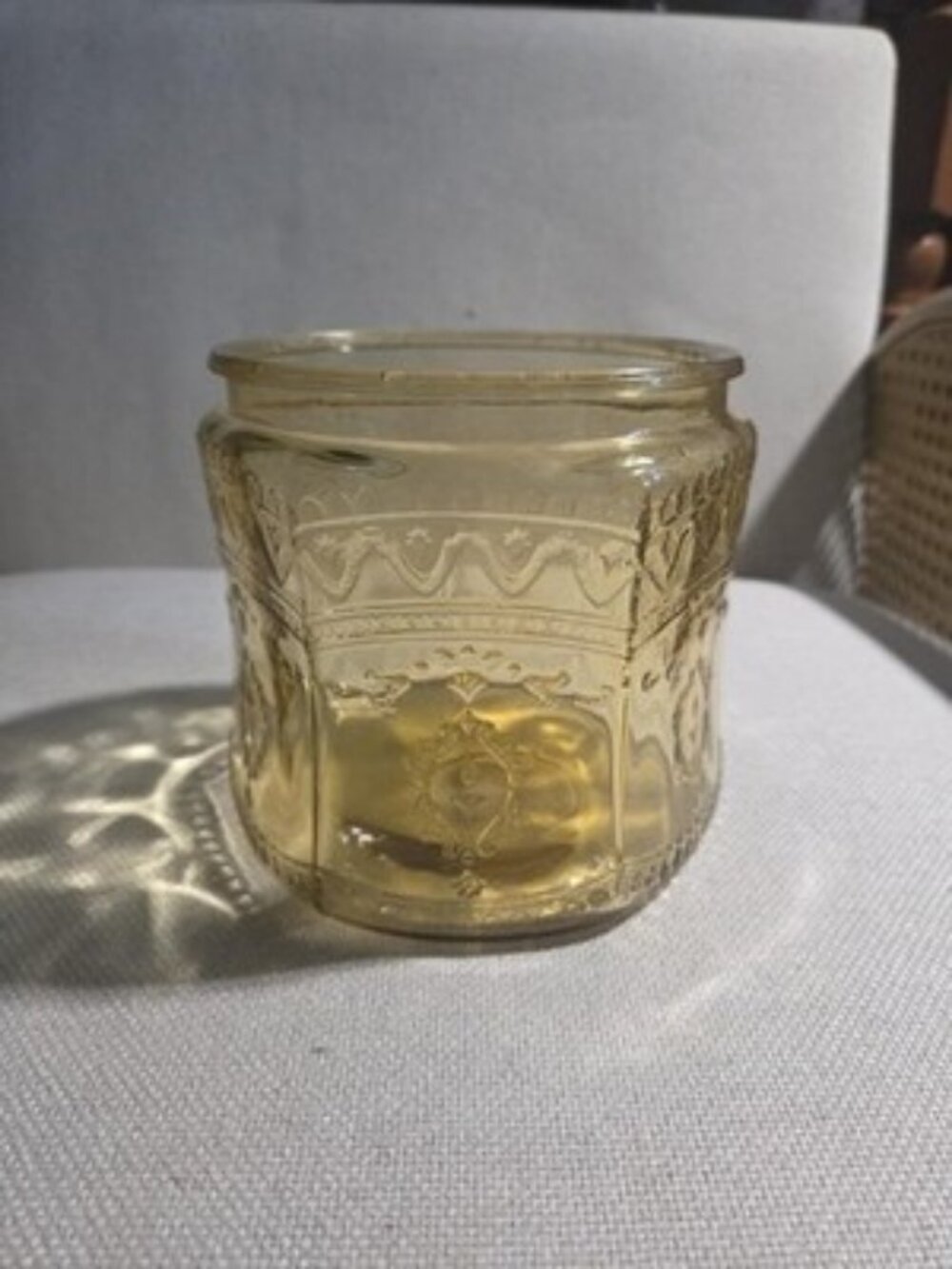 Vintage 1930s Federal Glass Madrid Amber Cookie Jar Base Only Read Description